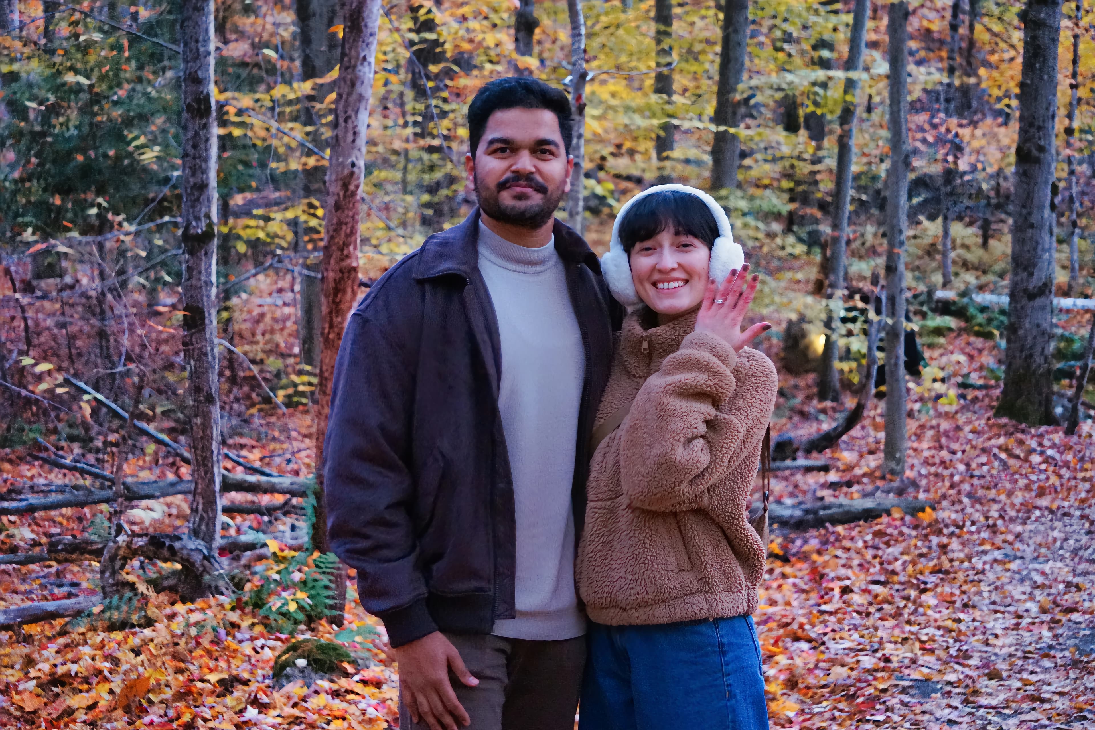 Couple in autumn forest